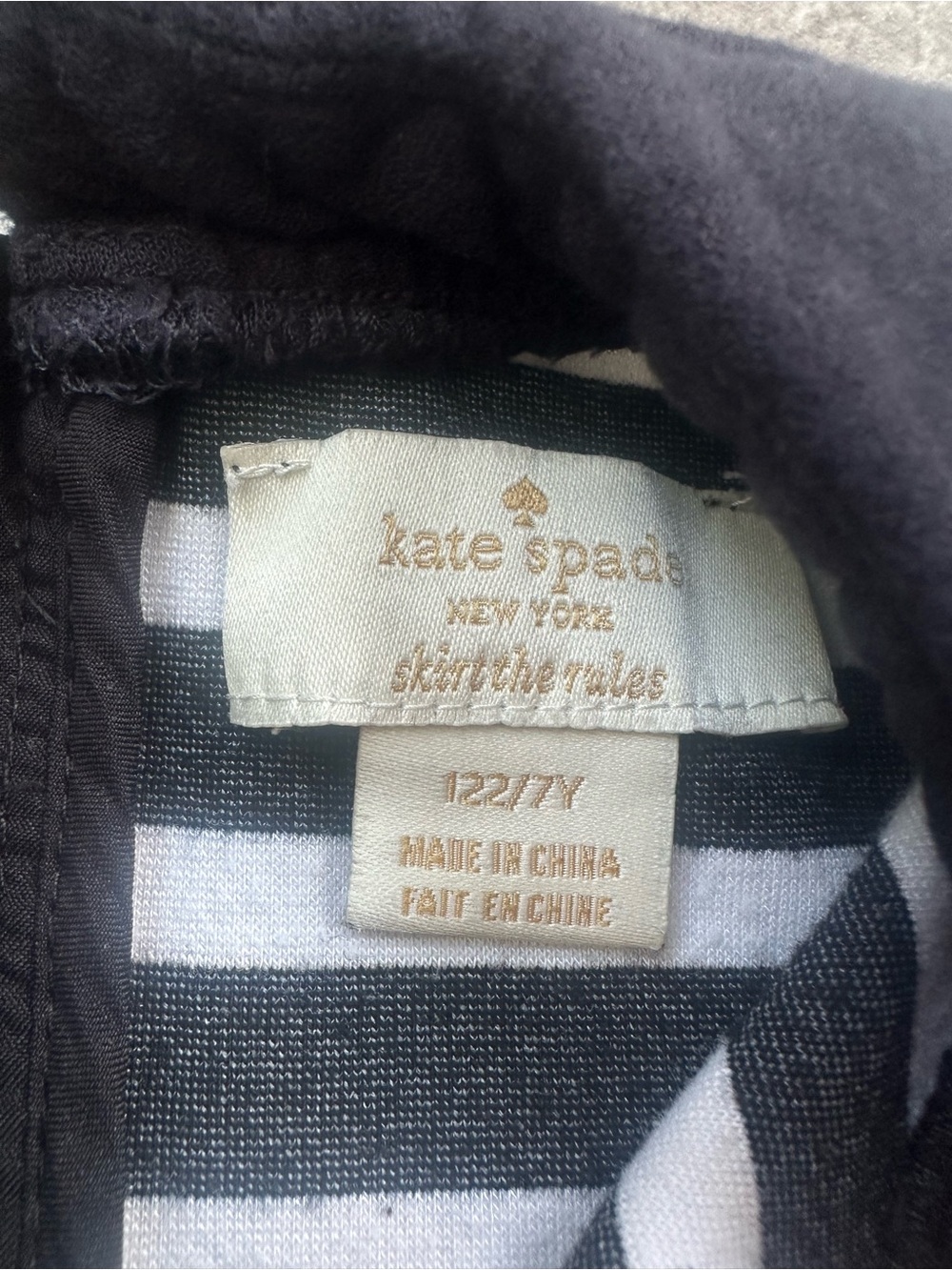 kate spade Black and White Striped Dress with Black Collar 7Y 0209 - Picture 4 of 9